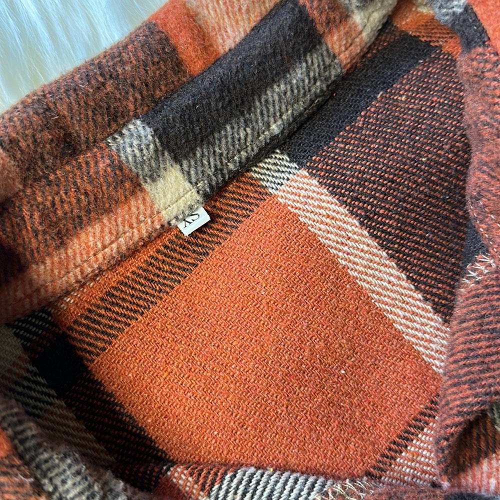 Long Shacket Button-Up With Pockets Orange/Brown/… - image 4